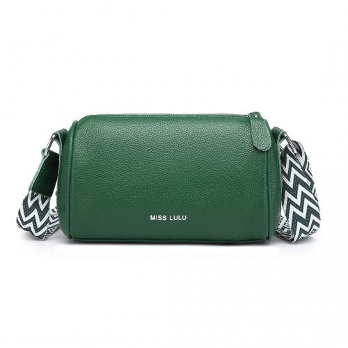 L2309 - Miss Lulu Lightweight Wide Strap Genuine Leather Crossbody Bag - Green