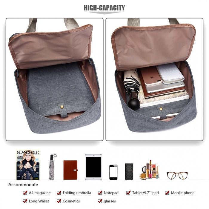 LG1807-Retro Backpack School Bag Travel Rucksack Laptop Bag Grey