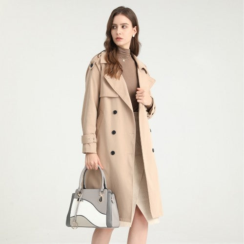 Lg2254 - Miss Lulu Pretty Colour Combination Leather Handbag Tote Bag - Pink