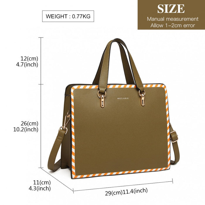 Lt1953 - Miss Lulu Stripe Design Shoulder Bag - Green