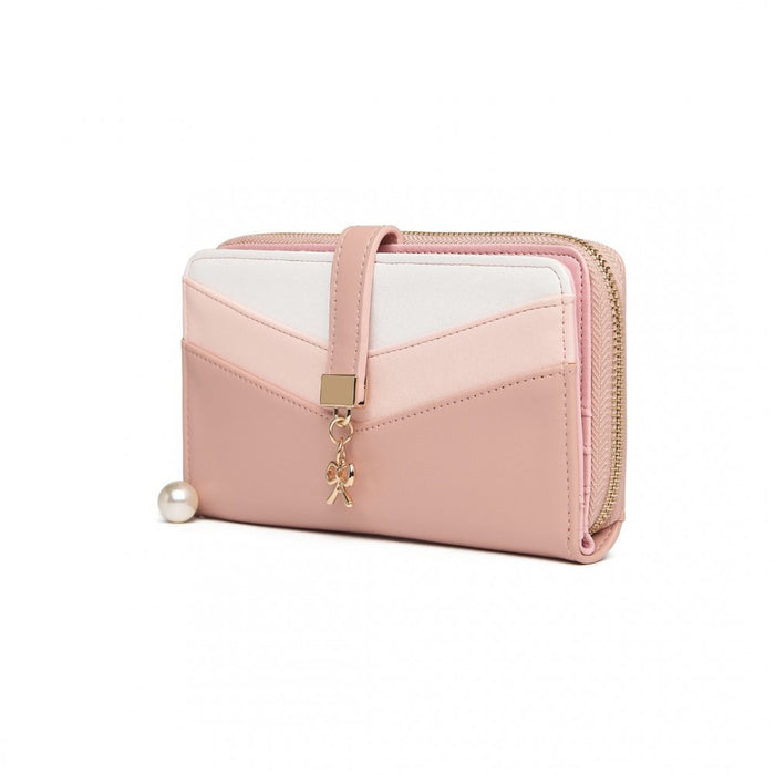 Lp2215 - Miss Lulu Mixed Colour Women's Leather Look Clutch Purse - Pink