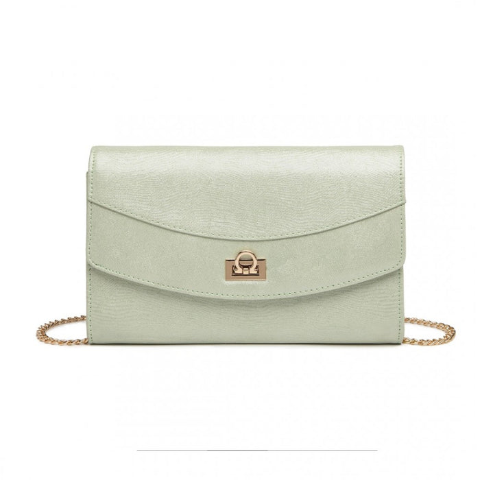 Lp2219 - Miss Lulu Elegant Flap Clutch Leather Chain Evening Bag - Green