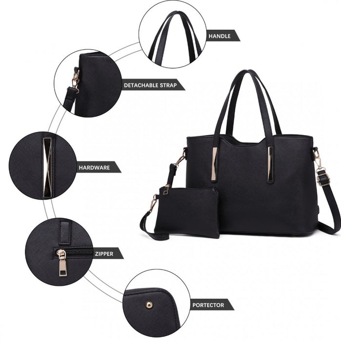S1719 - Miss Lulu Pu Leather Handbag & Purse - Black