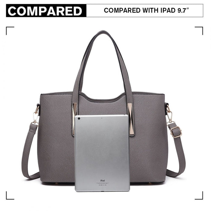 S1719 - Miss Lulu Pu Leather Handbag & Purse - Grey