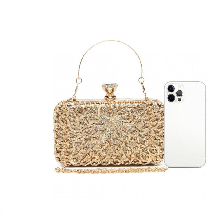 S2227 - Miss Lulu Sparkling Classical Women Clutch Purse Evening Bag - Gold