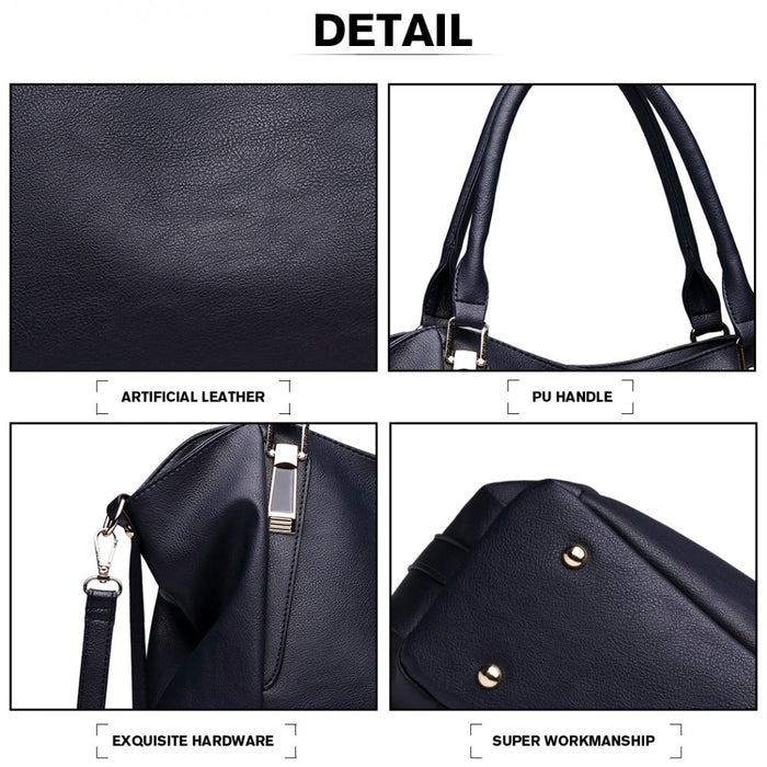 S1716 - Miss Lulu Soft Leather Elegant Simple Shoulder Bag - Navy