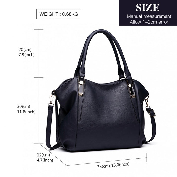 S1716 - Miss Lulu Soft Leather Elegant Simple Shoulder Bag - Navy