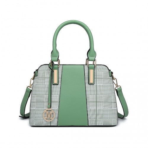 Lg2001 - Miss Lulu Gingham Plaid Panel Shoulder Bag - Green